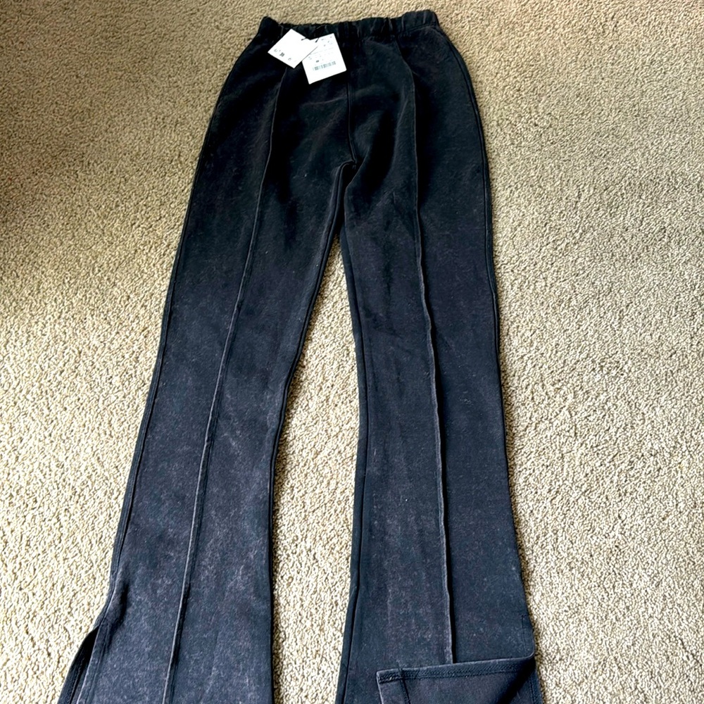 Zara women’s flare acid wash black pant size S NWT